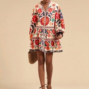 Multicolor Boho Women's Printed Loose Smock Dress